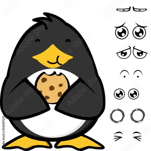 Fototapeta penguin character cartoon expressions pack collection in vector art