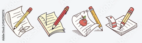 Fototapeta Pencil and Paper Hand-Drawn Style for Education and Writing Concepts vector.