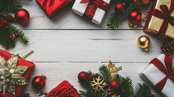 Fototapeta Christmas decoration on background. Merry Christmas and happy New Year background