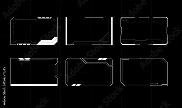 Fototapeta Futuristic Cyberpunk Frame HUD Technology Elements. Gaming menu monitoring dashboard panel.