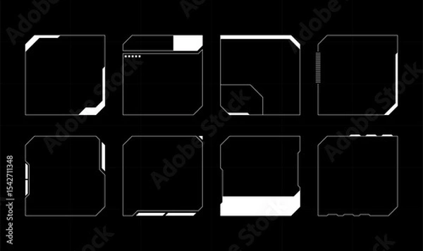 Fototapeta Futuristic Cyberpunk Frame Elements. Abstract HUD Technology User Interface.