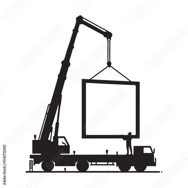Obraz Crane Lifting Billboard Silhouette Vector Graphic Design Illustration