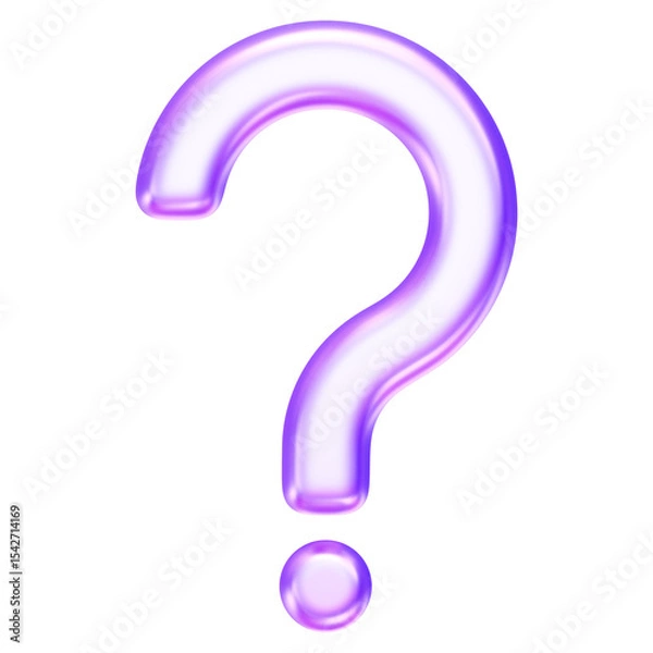 Obraz Question mark icon in purple glass style, symbolizing help, FAQ, support query, inquiry, 3d rendering