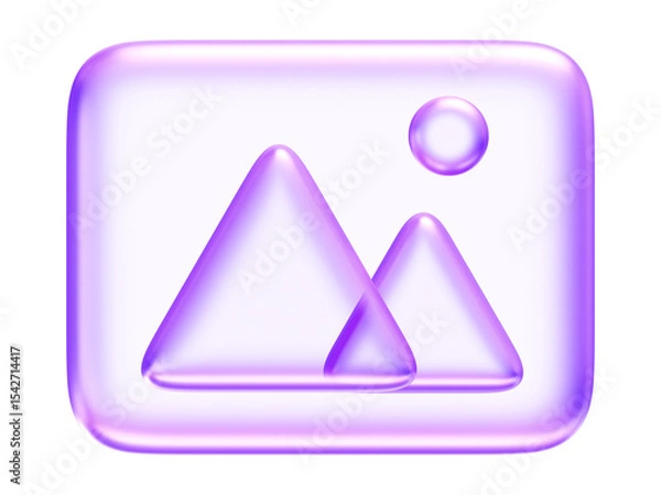 Obraz Purple image icon, representing gallery, photo library, media upload, or visual content, 3d rendering