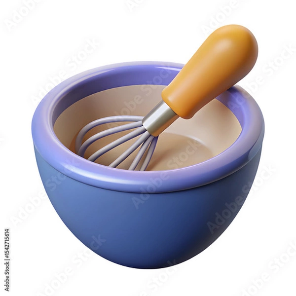 Fototapeta 3d render whisk in bowl isolated on transparent background