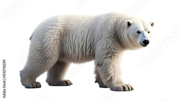 Fototapeta Polar Bear Standing Isolated on White Background PNG