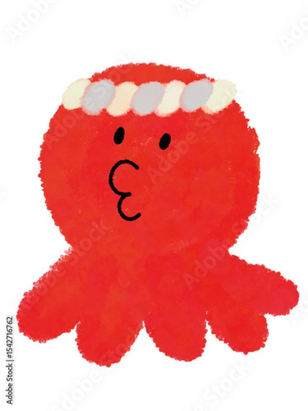 Obraz クレヨンのタコの手書きイラスト