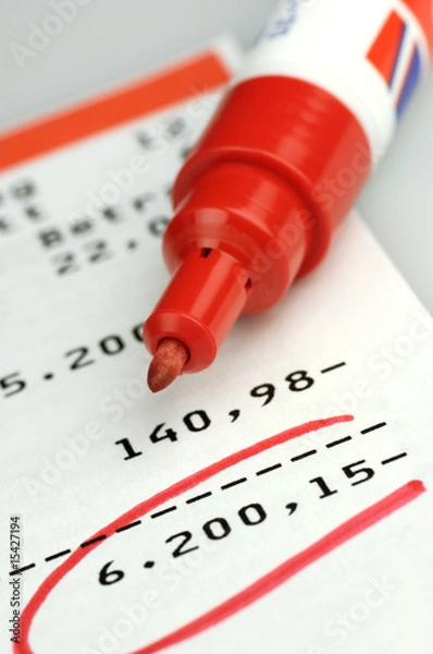 Fototapeta Kontoauszug mit Sollsaldo
