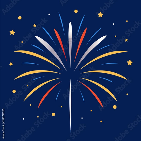 Obraz Vectorized fireworks exploding in a night sky vector on dark blue background.