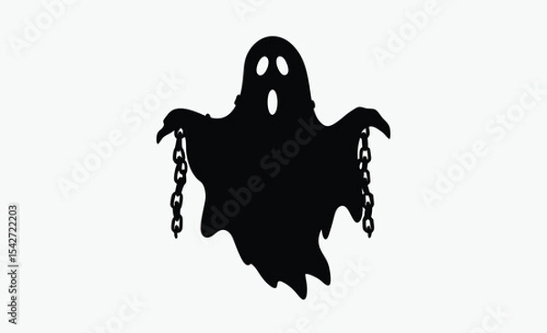 Obraz Ghost with chains, floating spooky silhouette