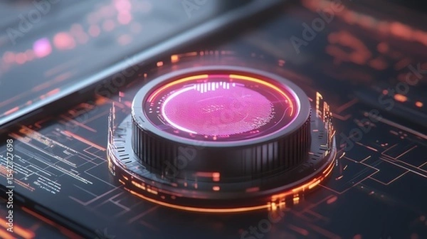 Obraz A booster with a futuristic orblike design surrounded by holographic signals
