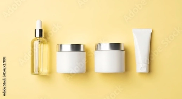 Obraz Skincare Products on Yellow Background