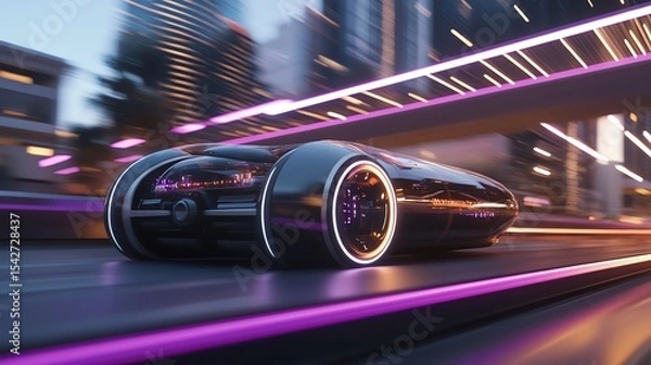 Obraz A futuristic booster glowing with rainbowcolored light trails