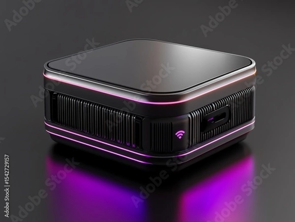 Obraz A futuristic WiFi booster designed with dynamic, moving LED patterns