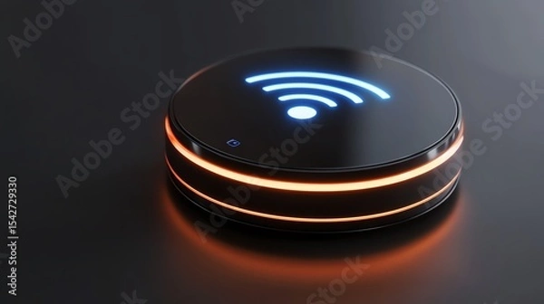 Obraz A futuristic WiFi booster with a levitating antenna glowing softly