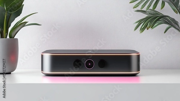 Obraz A glowing booster integrated into a minimalist sound system