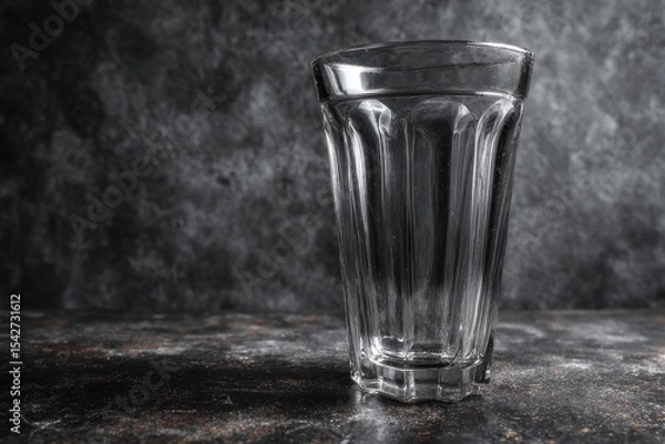 Fototapeta Clear glass tumbler on a dark surface.