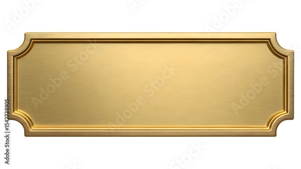 Obraz Gold rectangular plaque with ornate frame isolated on transparent background