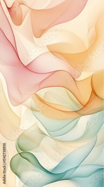 Obraz Soft Pastel Gradient Wallpaper: Minimalist Curves for Mobile Personalization