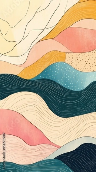 Obraz Soft Pastel Gradient Wallpaper: Minimalist Curves for Mobile Personalization