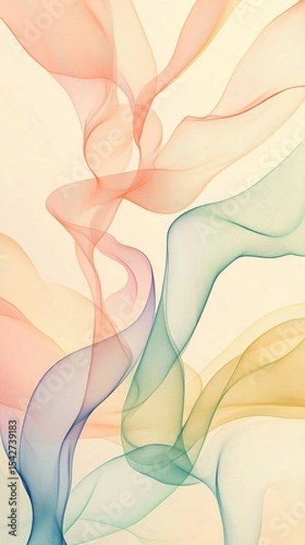 Obraz Soft Pastel Gradient Wallpaper: Minimalist Curves for Mobile Personalization
