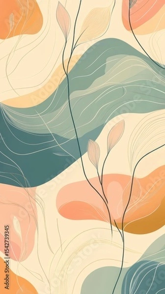 Obraz Soft Pastel Gradient Wallpaper: Minimalist Curves for Mobile Personalization