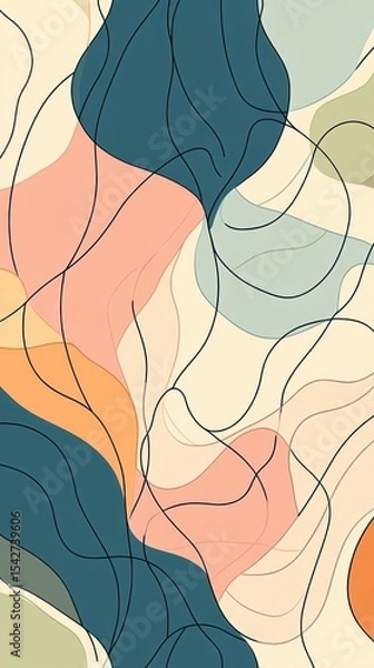 Obraz Soft Pastel Gradient Wallpaper: Minimalist Curves for Mobile Personalization