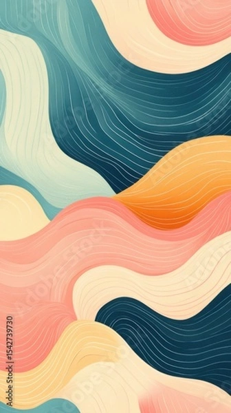 Obraz Soft Pastel Gradient Wallpaper: Minimalist Curves for Mobile Personalization