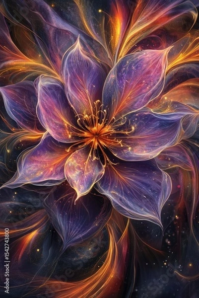 Fototapeta Abstract floral design, vibrant colors, swirling patterns