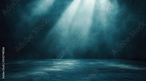 Obraz Textured Backdrop Stage Setting Teal Spotlight Focus Studio Shot Mysterious Atmosphere Dramatic Lighting Abstract Design
