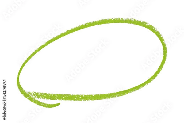 Fototapeta Green pencil highlight circle mark isolated on transparent background