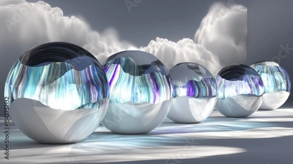 Fototapeta Polished spheres in a minimalist setting