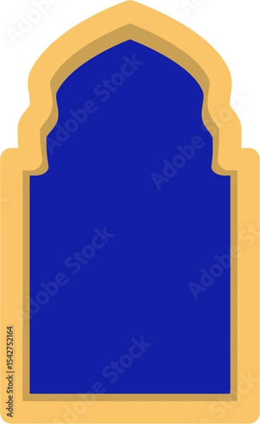 Obraz Elegant Islamic Arch Frame with Blue Background, Design Element
