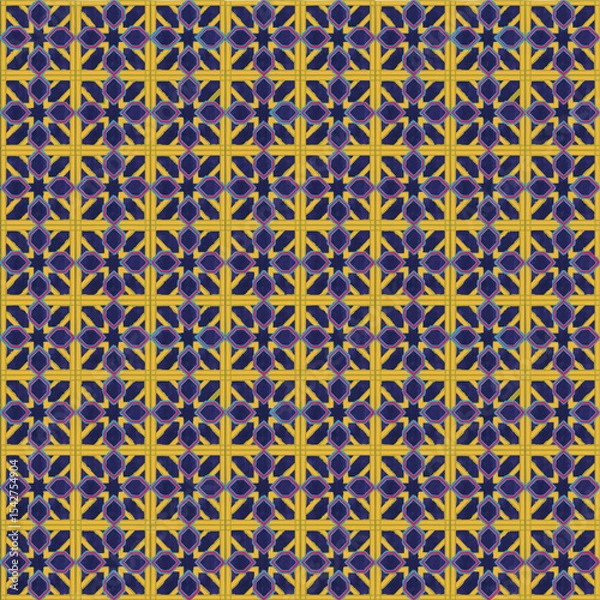 Obraz Geometric eastern arabic islamic seamless pattern, blue colorful color, repeat pattern for texture, wallpaper, background, textile
