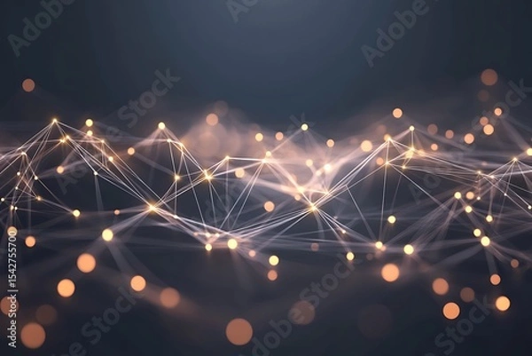 Fototapeta Abstract technology network with glowing nodes and connections for innovation and data
