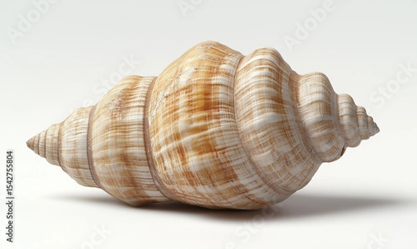Fototapeta Close - up of a single conch, with clear texture and natural color, showing the delicate form of marine creatures, suitable for decoration and design materials.