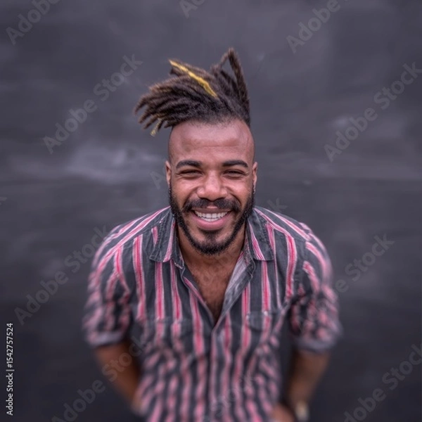 Fototapeta Portrait of a smiling man with dreadlocks