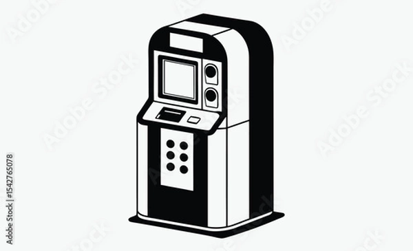 Obraz Coin operated phone, vintage payphone silhouette, retro public telephone icon