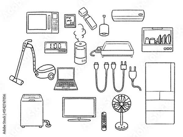 Obraz ペン風家電セット白黒