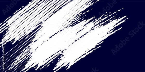 Obraz Dots halftone white \u0026 blue color pattern gradient grunge texture background. Dots pop art comics sport style vector illustration