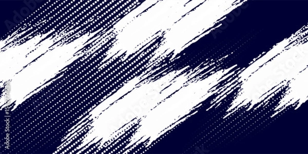 Obraz Dots halftone white \u0026 blue color pattern gradient grunge texture background. Dots pop art comics sport style vector illustration