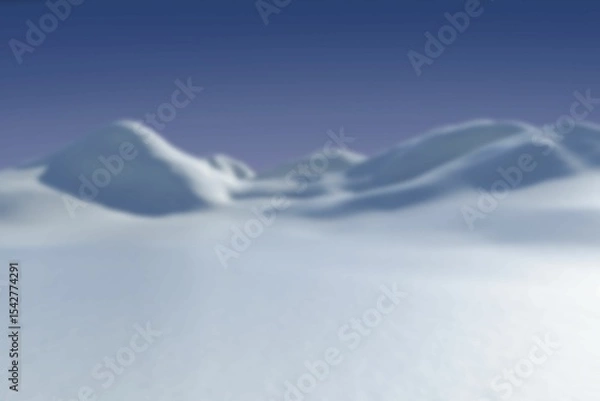 Fototapeta Snow-covered rolling hills are stretching across gradient sky backdrop in flat design