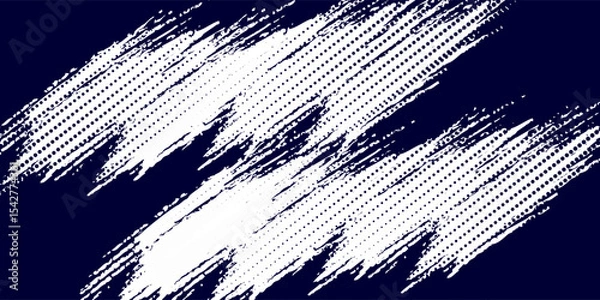 Obraz Dots halftone white \u0026 blue color pattern gradient grunge texture background. Dots pop art comics sport style modern