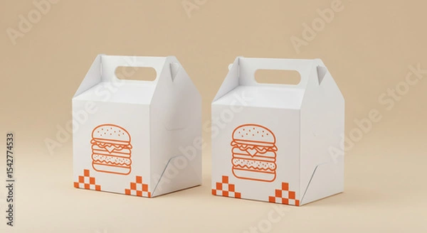 Obraz Burger Box Mockup Restaurant Packaging Design