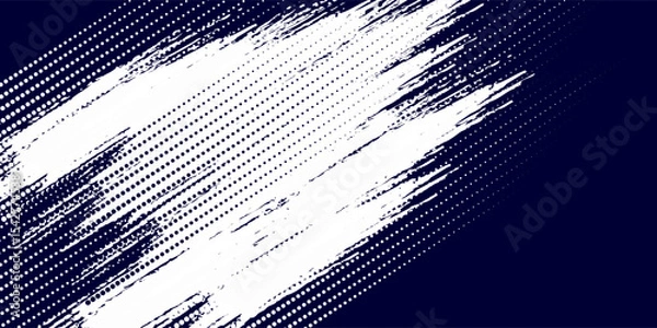 Obraz Dots halftone white \u0026 blue color pattern gradient grunge texture background. Dots pop art comics sport style modern