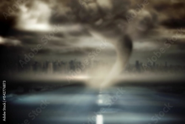 Obraz Road during tornado against overcast sky