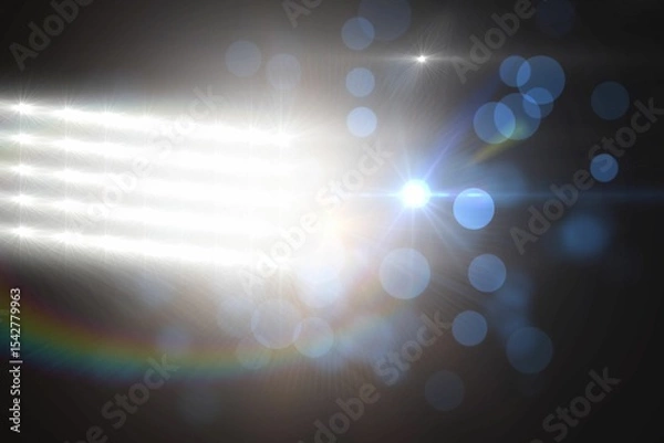 Obraz Vector illustration showing LED light array shining in dark studio, creating starburst lens flares
