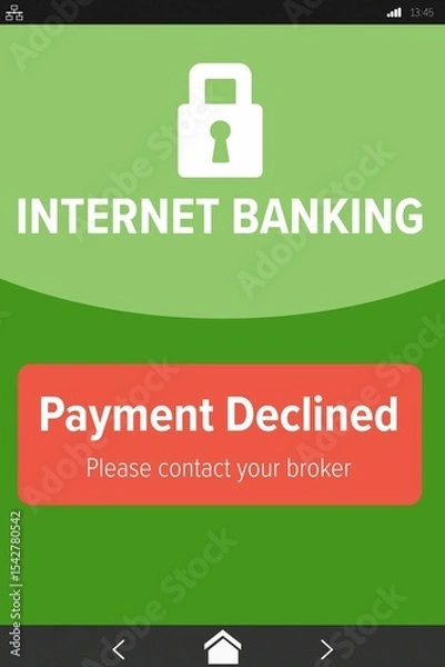 Fototapeta Internet banking text on green mobile display