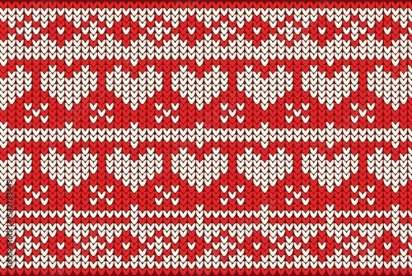 Obraz red knitting Christmas vector background snowflakes