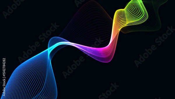 Fototapeta Futuristic Spectrum waves line vibrant color on black background